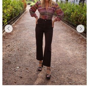 Brown high waist ankle straight jeans